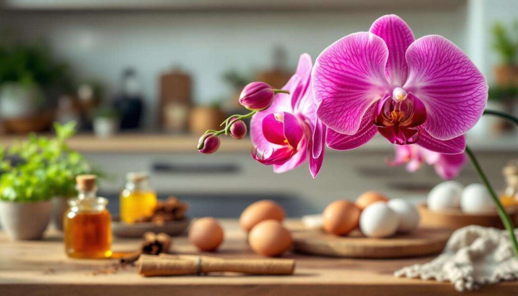 Een lepel keukeningrediënt om de groei van een orchidee die niet meer bloeit te stimuleren