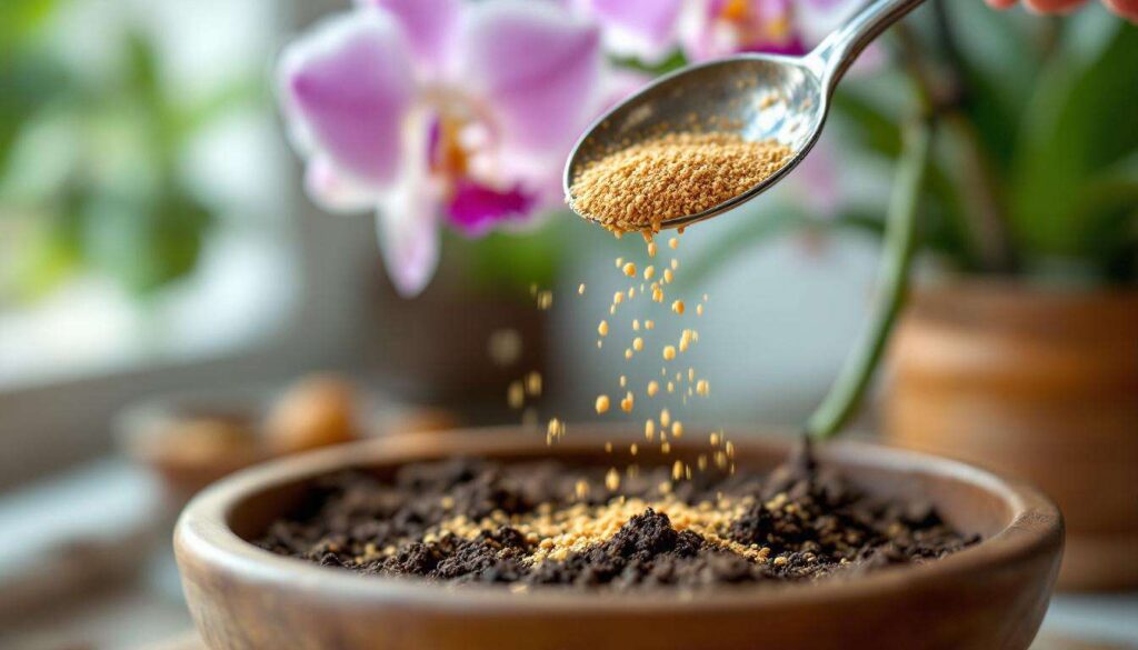 Een lepel van een keukeningrediënt op de wortels herstart de groei van de orchidee die men voor verloren houdt